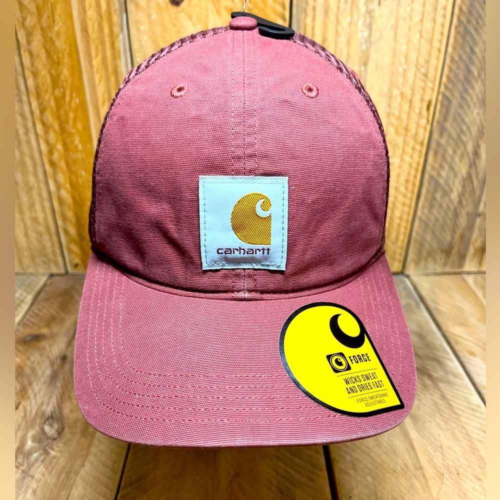 New CARHARTT HAT CAP FORCE WICKS SWEAT MENs ONE SIZE OS AH0286 Red HUNTING CAMO